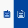 Floppy, Diskette, Save Line and Glyph Solid icon Blue banner Royalty Free Stock Photo