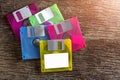 Floppy disks on a wooden table background Royalty Free Stock Photo