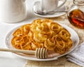 Flor frita, fried flower, a typical sweet dessert from Spain