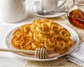 Flor frita, fried flower, a typical sweet dessert from Spain Royalty Free Stock Photo