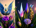 The Flora diptych - AI generated artwork