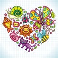 Flora and fauna theme heart.