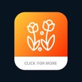 Flora, Flower, Nature, Rose, Spring Mobile App Button. Android and IOS Line Version Royalty Free Stock Photo