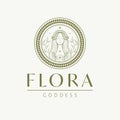 Flora goddess logo design. Greek goddess vector logotype. Beauty and art industry logo template.