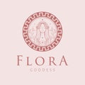 Flora goddess logo design. Greek goddess vector logotype. Beauty and art industry logo template.