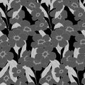 2261 flora pattern,seamless pattern in black and white, flowers and leaves, wallpaper ornament, wrapping paper, antistress colorin