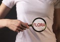 Flora word. Human intestine health concept Royalty Free Stock Photo