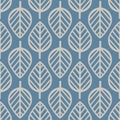 Beige and blue leaves pattern. Floral decorative design seamless background. Royalty Free Stock Photo