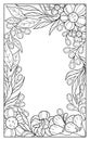 Floral abstract frame, black and white stylized outline design Royalty Free Stock Photo