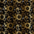 Floral abstract gold seamless pattern. Vintage vector background