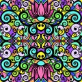 Floral abstract ornament, bright colorful pattern, multicolored background, ethnic tracery, hand drawing. Ornate decoration with Royalty Free Stock Photo