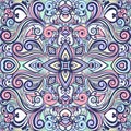 Floral abstract ornament, bright pastel colorful pattern, multicolored background, ethnic swirl tracery, hand drawing. Ornate Royalty Free Stock Photo