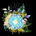 Floral abstraction on a black background. hand drawn. Not AI . Vector illustration