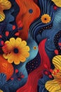 Floral Abstraction with Bold Colors and Flowing Organic Shapes Royalty Free Stock Photo