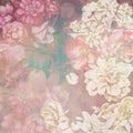 floral aesthetic mural print pink pastel border vintage grunge bohemian texture abstract background Royalty Free Stock Photo