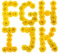 Floral alphabet. f, g, h, i, j, k