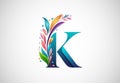 Floral alphabet K. Logo for wedding invitations, greeting card, birthday, logo, poster other ideas