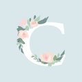 Floral Alphabet - letter C with flowers bouquet composition