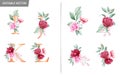 Floral alphabet set with watercolor flowers elements. Letters I, J, K, L with botanical arrangements composition. Flower bouquet Royalty Free Stock Photo