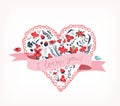 Floral amazing Lovei love you with heart romantic card