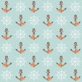 Floral anchor seamless pattern