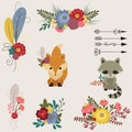 Floral and animals icons Royalty Free Stock Photo