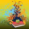 Floral Apple Books Vector Design