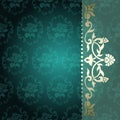 Floral arabesque background in green and gold