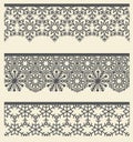 Floral arabic lacy seamless border. Snow line pattern set.