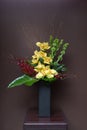 Floral arangement with Calla, cymbidium, Hydrangea, Orchids