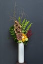 Floral arangement with Cymbidium, Hydrangea, Orchids, moluccella Royalty Free Stock Photo