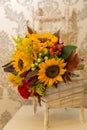 Floral arrangement autumn themed wedding