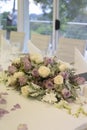 Floral arrangement on bridal table Royalty Free Stock Photo