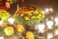 Floral arrangement on grave