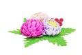 Floral arrangement handmade of artificial flowers