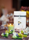 Floral arrangements on wedding ceremony detail