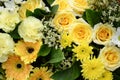 Floral arrangements in yellow tone. Royalty Free Stock Photo