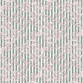 Floral seamless pattern in art nouveau style. Hand drawn decorative vector design of flowers on striped background. Royalty Free Stock Photo