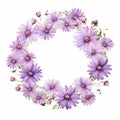Delicate Watercolor Daisy Wreath With Pressed Lavender Flowers