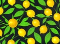 Floral lemons and leaves papercut style neon.