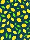 Floral lemons and leaves papercut style neon.