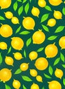 Floral lemons and leaves papercut style neon.