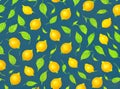 Floral lemons and leaves papercut style neon.