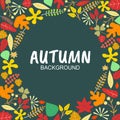 Floral autumn background with leaves. Happy autumn