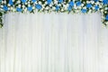 Floral backdrop with white cloth