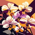 Floral background with beautiful orchids. Vector illustration in flat style. AI Generated