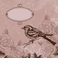Floral Background With Bird