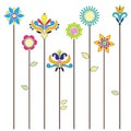 Floral background, blooming flowers - folk embroid Royalty Free Stock Photo