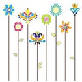 Floral background, blooming flowers - folk embroid