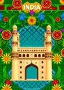 Floral background with Charminar showing Incredible India